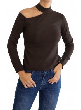Maglia con scollo laterale tinta unita